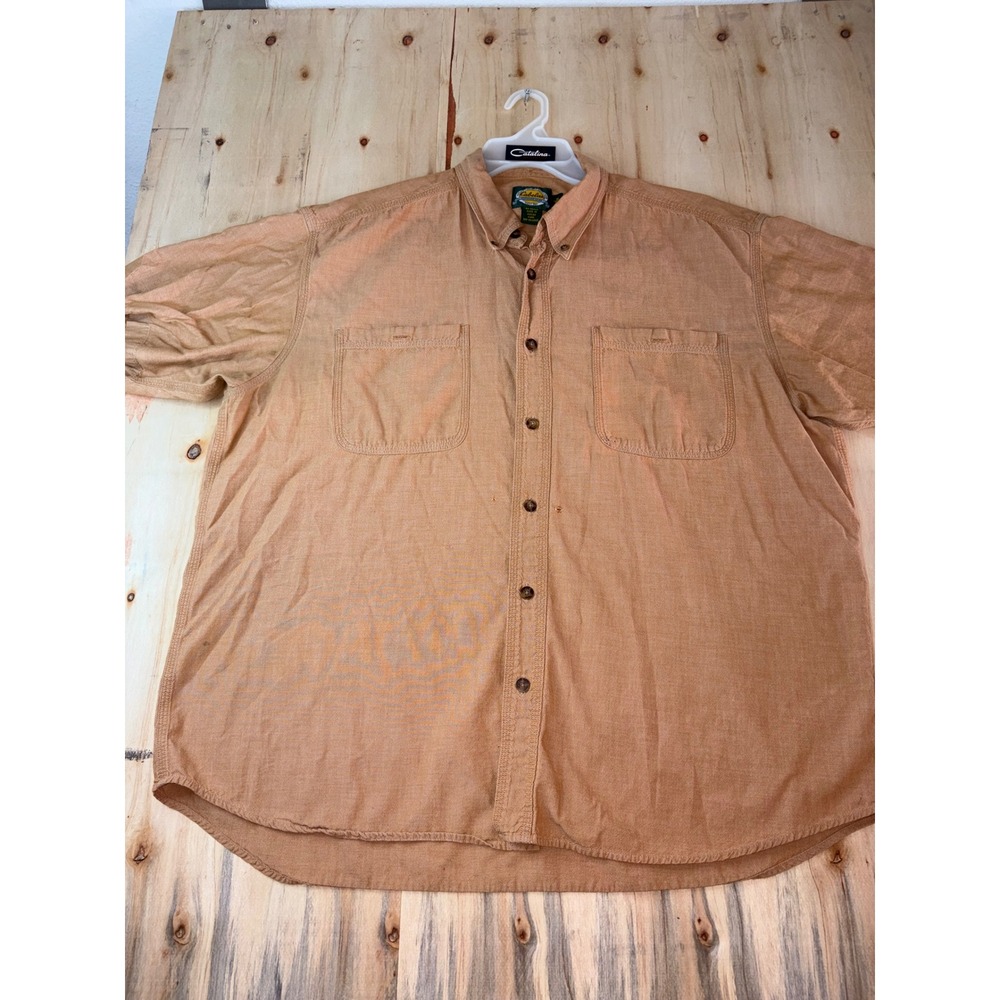 Cabelas Outdoor Gear Mens XL Short Sleeve Button Down Shirt Orange Cotton
